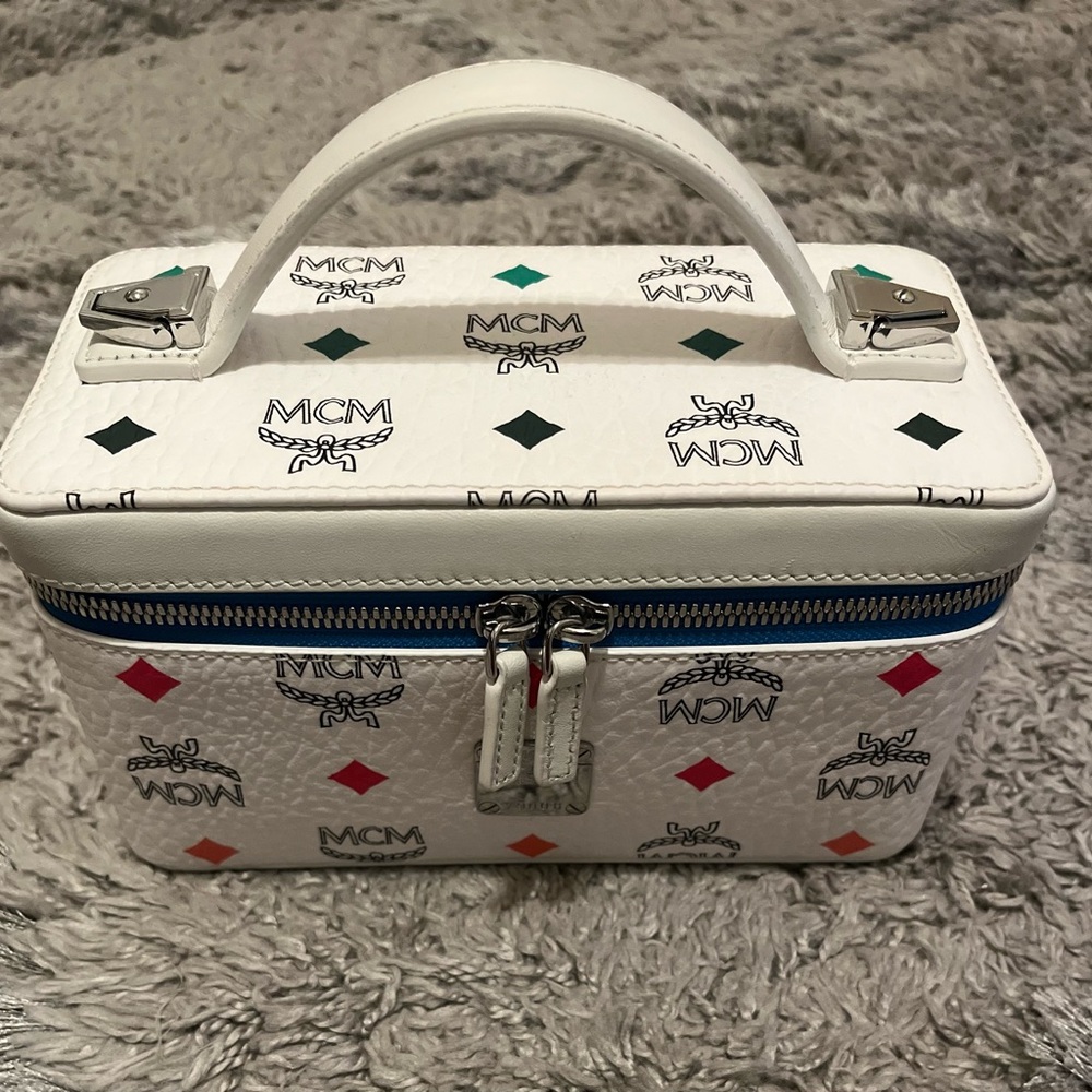 MCM Women's White Rockstar Rainbow Spectrum Visetos Vanity Case Box Bag